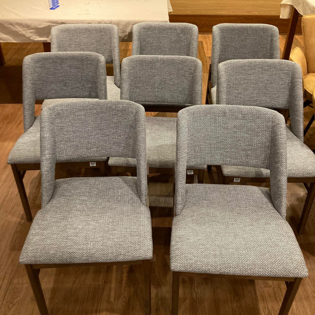 Restaurant dining chairs cleaned, herringbone fabric
