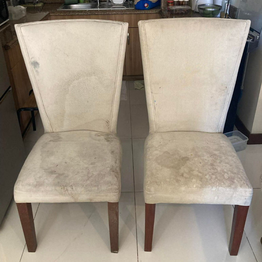 Dining chairs before deep clean