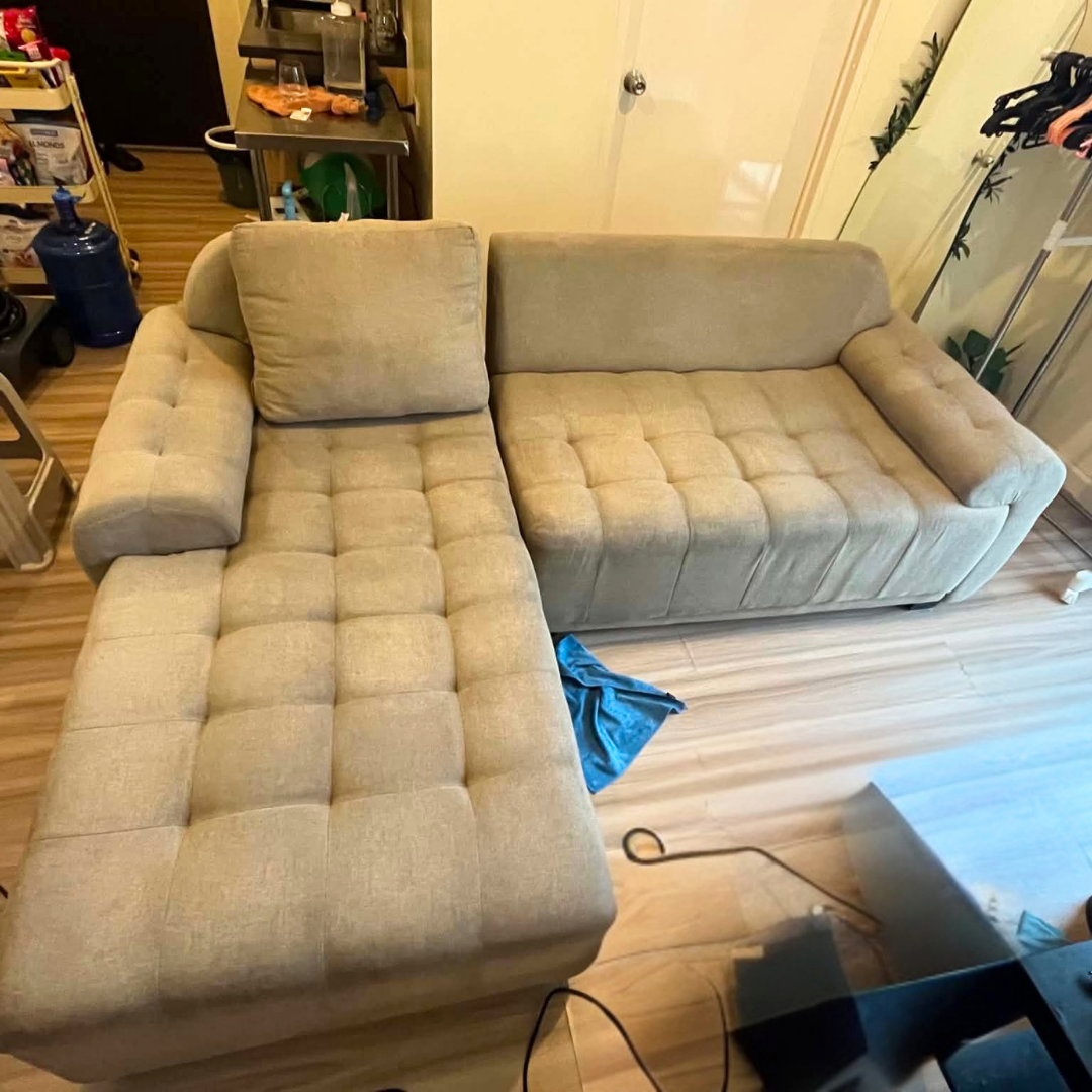 Sectional sofa after deep clean