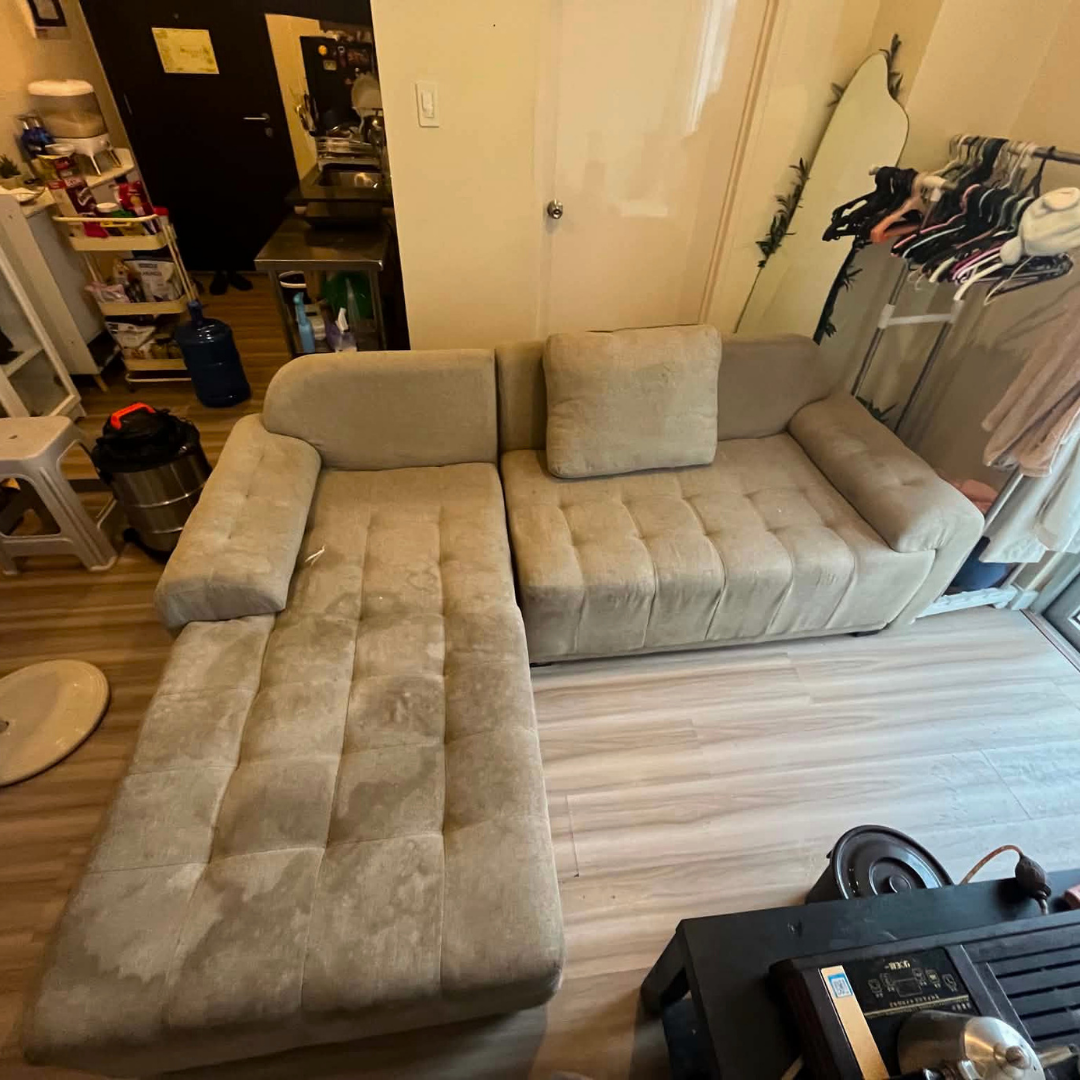 Sectional sofa before deep clean